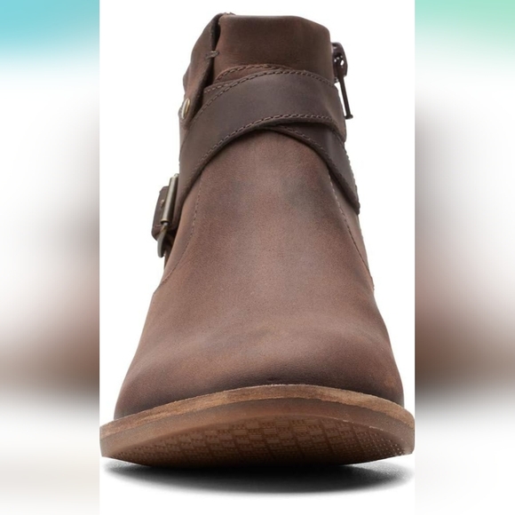 CLARKS CAMZIN DIME CUIR MARRON PONCE BOOTIES 5.5M - Picture 2 of 8